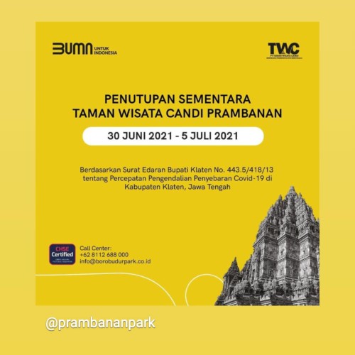 Twc prambanan kembali ditutup