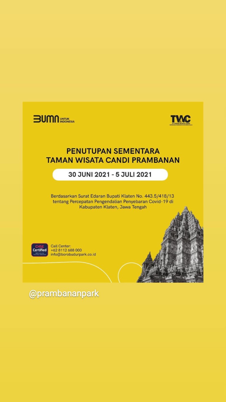 Twc prambanan kembali ditutup